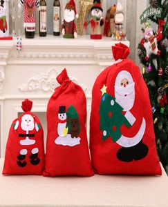 3 tamanhos sacos de presente de natal midum small saco de santa saque não tecida com boneco de neve Papai Noel Árvore de Natal para Kids2225428