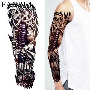 Татуировка переноса черная длинная рука робот поддельные татуировки