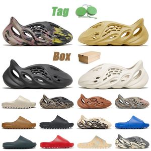 With Box foam runners Designer Sandals yeezy Slides MX Cinder Sulfur Carbon Onyx Moon Grey Ochre Desert Sand【code ：L】Beach Shoes Slippers