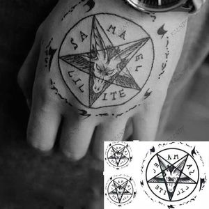 Tattoo Transfer Waterproof Temporary Tattoo Sticker Satan Lucifer Circle Steering Fake Tatto Flash Tatoo gothic Hand Back Art for Boy Women Men 240427