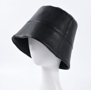 新しい秋の冬の女性帽子ファッションレディーPUレザー防水バケツレイン帽子折りたたみ式魚人キャップ全体2011043868762