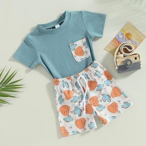 Roupas de roupas roupas de bebê de garoto ocidental t-shirt shorts de camiseta curta 2pcs roupas de verão para crianças pequenas
