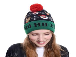 Novel LED Christmas Knited Hat Fashion Xmas Lightup Beanies Hats Outdoor Light Pompon Ball Ski Cap W912198223632