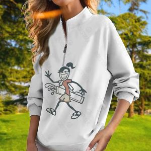 Caps New autumn and winter longsleeved golf Polo shirts, women's comfortable sportswear with zipper with cartoon printingcasual wear