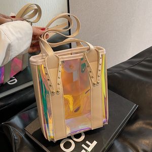 Portable multi-purpose tote bag transparent bag go out 2024 new cross shoulder bag stylish jell-o bag