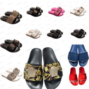 Size 35-46 Designer slipper Rubber platform dad sandale Slide PALAZZO gold Metal head womens mens slippers room Summer Beach fashion vintage Mules pool sliders