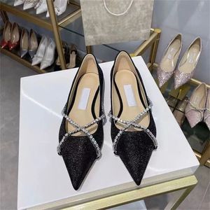 Classic Fashion Brand Women's Flat Bottom Pearl Dress Bowtie Shoes Party Sexy Lysine Stone Beads Pointed Women's Shoes Luxury Designer Top Quality Banquet Shoes #03214