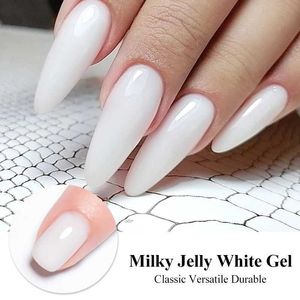 Nail Polish MEET ACROSS 7ml Milky Jelly White Extension Gel Nail Polish Soak Off UV Semi-permanent Nail Art French Gel Varnish For Manicure Y240425