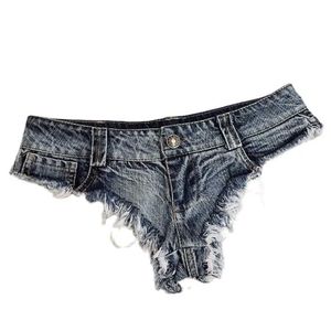 Frauenshorts 2022 Neue Frauen sexy Low Taille Quaste Denim Shorts Jeans Thong Kurzer Feminino Beach Sommer Y240425