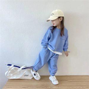 Mattões Meninas Primavera e Autumn Suit 2022 New Children Fashion Sports Sweater TwoPiece Set Baby Autumn One Set