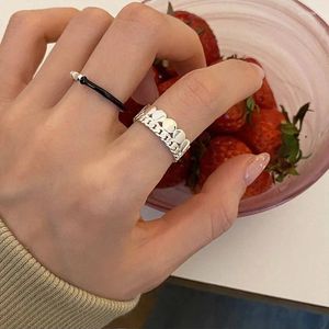 クラスターリングVentfille 925 Sterling Silve Liquid Lava dropwise Glaze Ring for women girlギフト不規則な二重層ジュエリードロップ