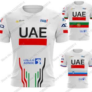 TシャツCAMISETA UAEチームTシャツ2024スロベニアポルトガルジャージーホワイトメンズサマーストリートウェアカジュアルテクニカルトレーニング服