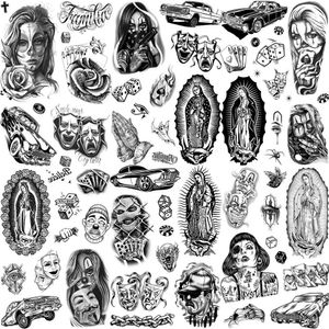 Tattoo Transfer Chicano Bandit Mexico Temporary Tattoos For Men Women Fake Car Nun Tattoo religion Stickers Realistic Back Waterproof Tatoos 240426