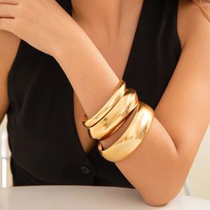 DIEZI Multilayer Simple Metal Bracelets Bangles For Women Vintage Fashion Gold Silver Color Punk Jewelry Accessories 240417