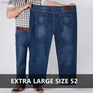 Mäns jeans klassiska stretch denim mens överdimensionerade denim mens lösa elastiska byxor 44 46 48 50 52 hög midja långt arbete byxl244