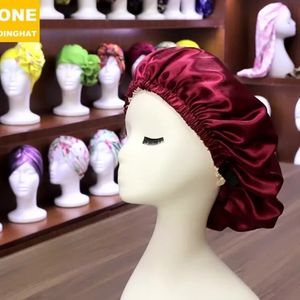 2024 New Satin Hair Cap para dormir Invisível imitação plana de seda