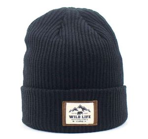 Autumn Winter Letter Label Skallies Beanies Caps for Men Women039s Solid Sticked Hat Outdoor Warm the North Mountains No Face8363132