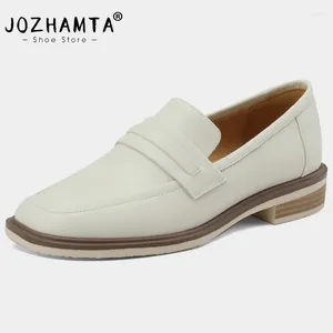 Sapatos casuais jozhamta real time de couro 32-42 apartamentos para mulheres 2024 mocassins de primavera Ins moda sólida escritório de escritório diário calçados diários