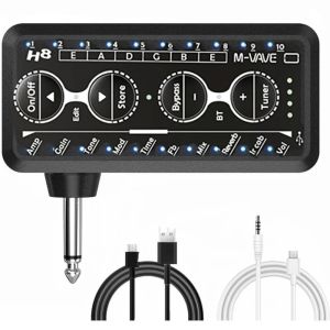 Utrustning Mvave H8 Guitar Plug amp Wireless Mini Amplifier System Guitar hörlurar Högtalare PA1 Akustisk elektrisk baseffekt Pedal