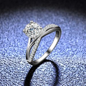 Mosang Stone D-Color Ring für Frauen 925 Pure Sier One Star River Four Claw Classic Hochzeit Live-Sendung