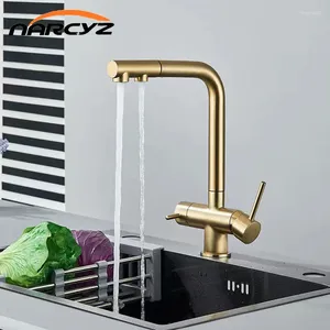 Rubinetti da cucina in ottone tre in uno per la purificazione dell'acqua pull-out freddo e filtrazione puro rimozione del bacino da bere diretto XT-261