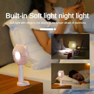 Electric Fans Mini Fan USB Charging Ventilador Five Speed with Night Light White Fans LED Power Display Summer Camping Portable Electric Fan