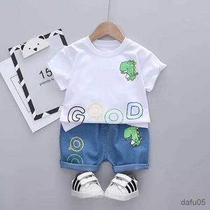 Zestawy odzieży Summer Ubrania dla dzieci chłopcy dinozaur garnitur t -koszulki 2PCS/SET TODDLER Fashion Fashion Ubrania niemowlę dzieci