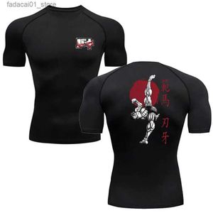 T-shirty męskie Baki Print T-shirt Męskie ćwiczenie na siłowni ćwiczenie fitness bieganie letnie krótkie rękawy szybkie sporty sporty Q240426