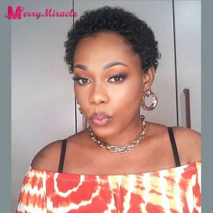 Wigs Afro Curly Synthetic Full Wigs with Thin Hair African American Hairstyles Wigs Short Pixie Cut Synthetic Hair Wigs for Women