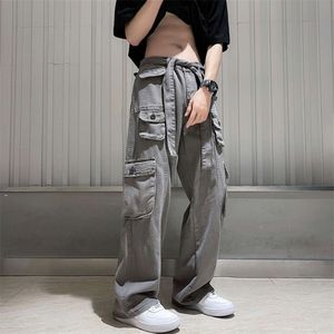 على الطراز الأمريكي على Instagram Trendy High Street Multi Pocket Workwear Pants ، بنطلون غير رسمي للرجال ، سروال الصيف عريض الساق