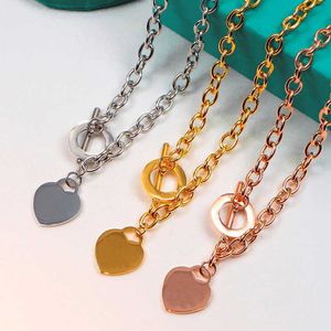 Double t Love Letter Ring Pendant Necklace 18k Stainless Steel Thick Chain Bracelet Girl Couple