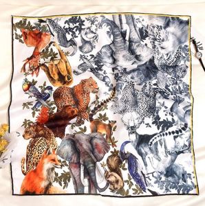 Kobiety Square Scalf Animal Digital Print Bandana Foulard Akcesoria Turystyczne Szalę OPRACJE Projektant Tiger Bufanda Mujer 90CM90CM9861086