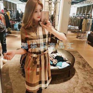 الأصلي 1To1 Buurberlyes Designer Complement Womens Dress Dress Classic Class Plaid Dress Dress High