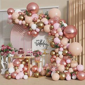 Dekoracja imprezowa 146pcs Rose Gold Balloons Garland Arch and Pink Confetti Zestaw do ślubnego prysznica