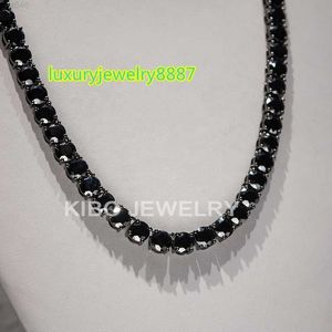 Wspaniały 925 srebrny srebrny czarny czarny 8 mm okrągły czarny łańcuch tenisowy Moissanite