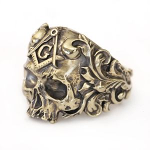 Detaljer Masonic Skull Solid Brass Punk Ring BR449 US Size 6 ~ 15 240424