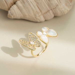 High cost performance jewelry butterfly inlaid ring 18K real gold design with common vnain