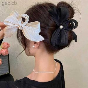 Klipsy do włosów Barrettes Nowe vintage czarne białe łuk włosy klipsy kobiety duże modne koreańskie bowknot do włosów kucyki krabowe