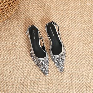 Casual Shoes Silver Sequin Pointed lågklackad singel The Fairy Shallow Mouth Empty Banket