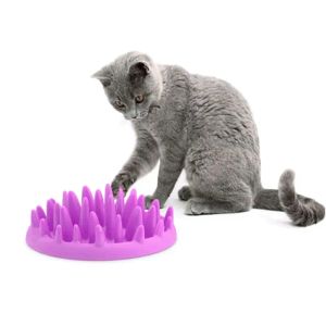 Feeding Pets Dog Cats Feeder Bowls Catch Interactive Hard Silicone Cat Kitten Slow Food Feed Non Slip Anti Gulping Feeder Bowl Supplies