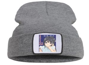 Czapki czapki men039s sakurajima mai kawaii anime zimowe dzianiny czapki dla mężczyzn moda manga bawełna kobiety 039s czapka czapka balak4159558