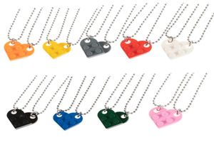 2021 Couples Brick Heart Pendant Shaped Necklace for Friendship 2 Two Piece Jewelry Made with Lego Elements Valentine039s Day G7238047