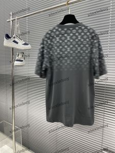 Xinxinbuy Men Designer Tee T Shirt 2024 Italy Paris Gradient Letter Printing短袖女性グレーブラックブルーS-3xl