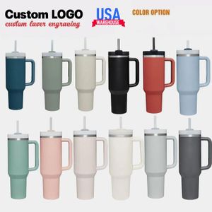 1pc New Quencher H2.0 40oz Stainless Steel Mugs Cups With Silicone Handle Lid and Straw 2nd Generation Car Tumblers Vacuum Insulated Water Bottles US STOCK