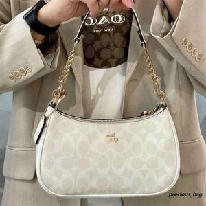 2024 New Womens One Underarm White Coated Old Flower Chain Bags