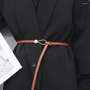 Kemerler Elbiseler için İnce Düğüm Palto Kadın Düğümlü Ayarlanabilir Lüks Siyah Kahve Renk Bel Cand Pu Bel
