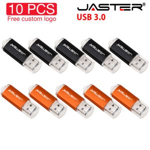 Drives Jaster 10 PCS Lot USB 3.0 Flash Drives 128 GB Plastic Memory Stick 64 GB Creative Present Pen Pen Drive 32 GB grossist USB Stick 16 GB 8 GB