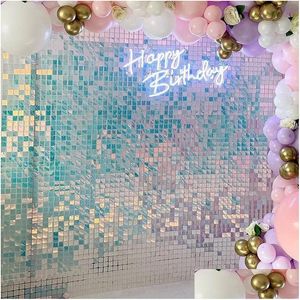 Andra evenemangsfestleveranser Shimmer Sequin Wall Panel Backdrop Blue Pink Onion Pick Birthday Show Square Gliter Dekorativ HomeFavor DHE0T