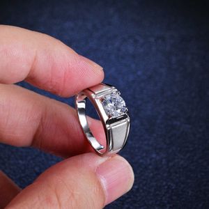 석재 반지 Mosang Mens Sier S925 Ring Frosted Four Claw Mens Ring Brace Ring Live