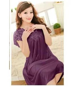 Women's Sleepwear Plus Size Sexy Women Ice Silk Slpwear Female Nightgown Women Nightwear for Ladies Night Shirts Home Clothing #0 Y240426